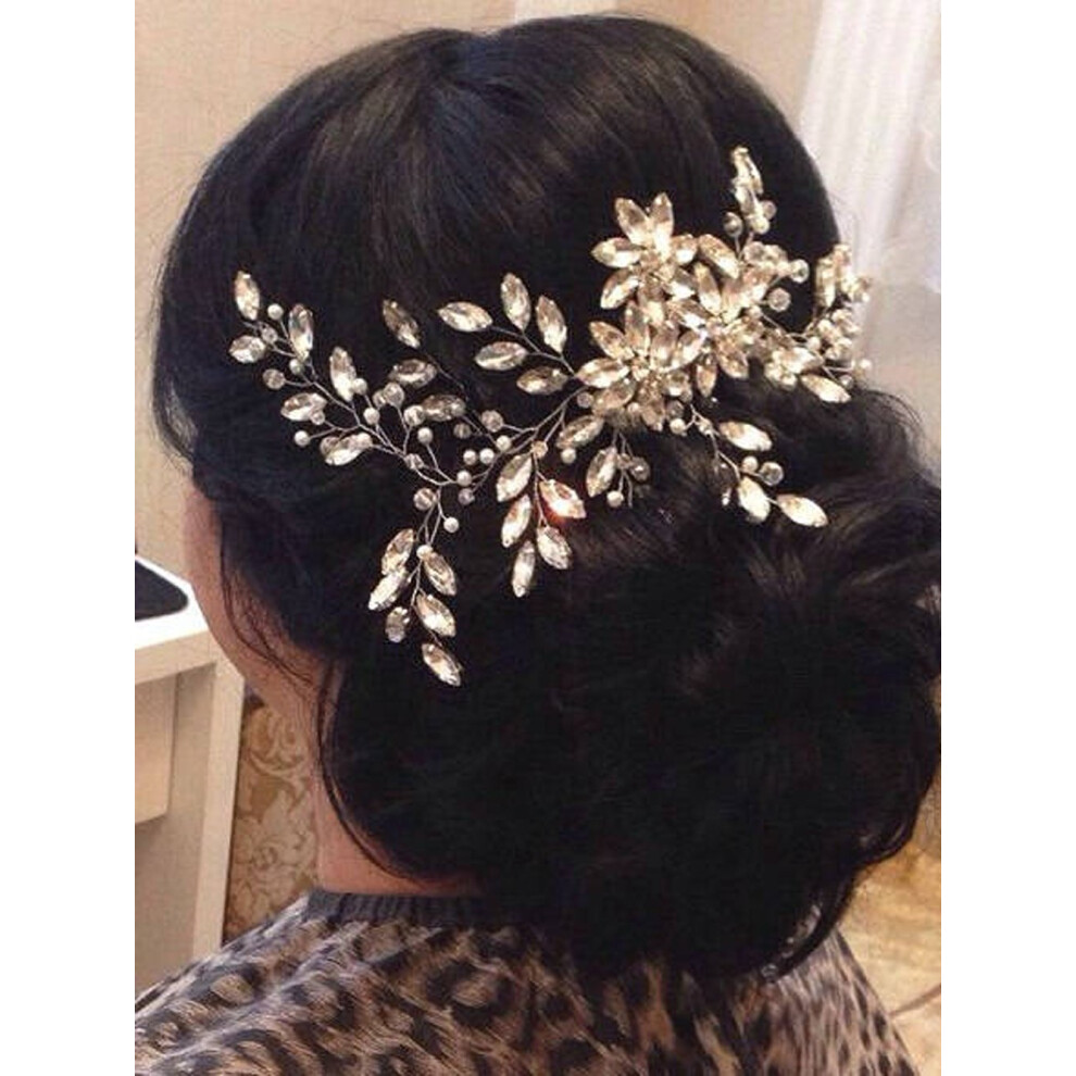 Fxmimior Damska Opaska Na Glowe Z Winorosla Wspanialy Kwiatowy Krysztalowy Grzebien Do Wlosw Diadem Dla Panny Mlodej Glowa Bizuteria Slubne Akce-image
