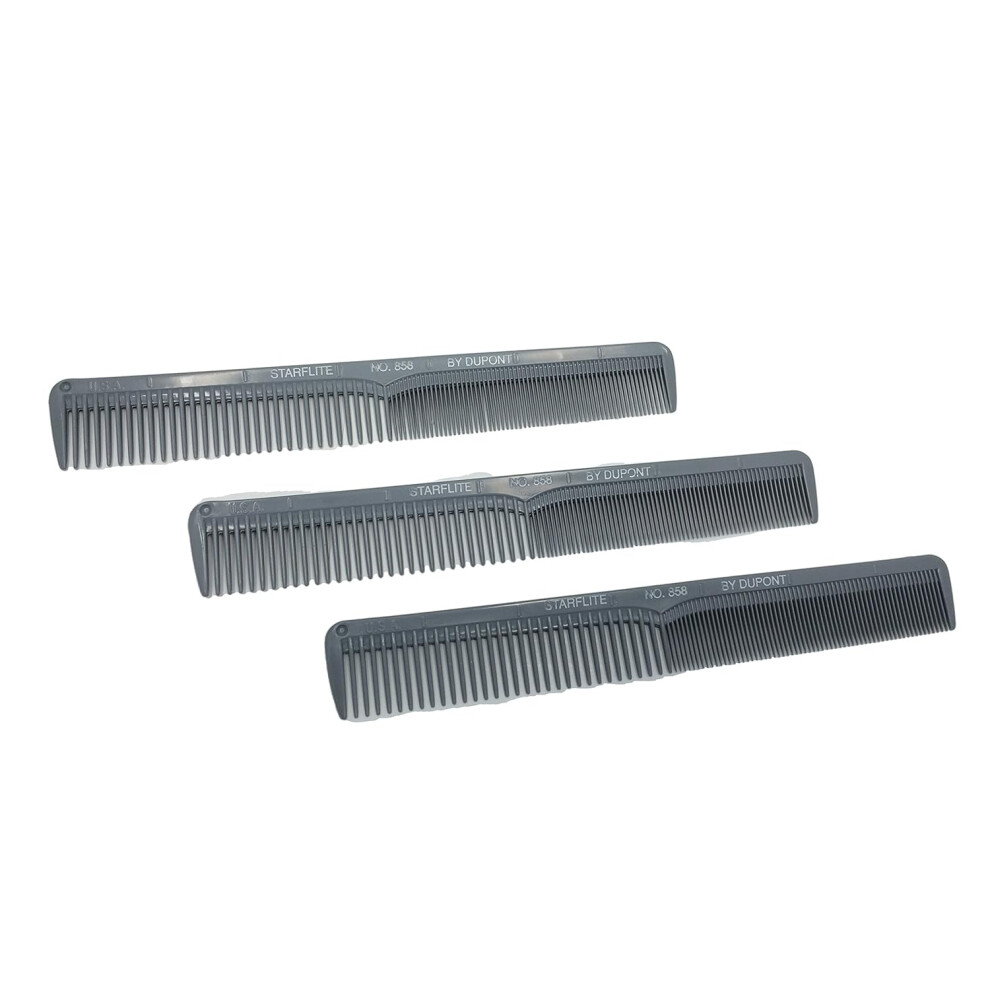 G.b.s Unisex Gray Gbs Dupont Starflite Style Comb 858 Pack Of 3