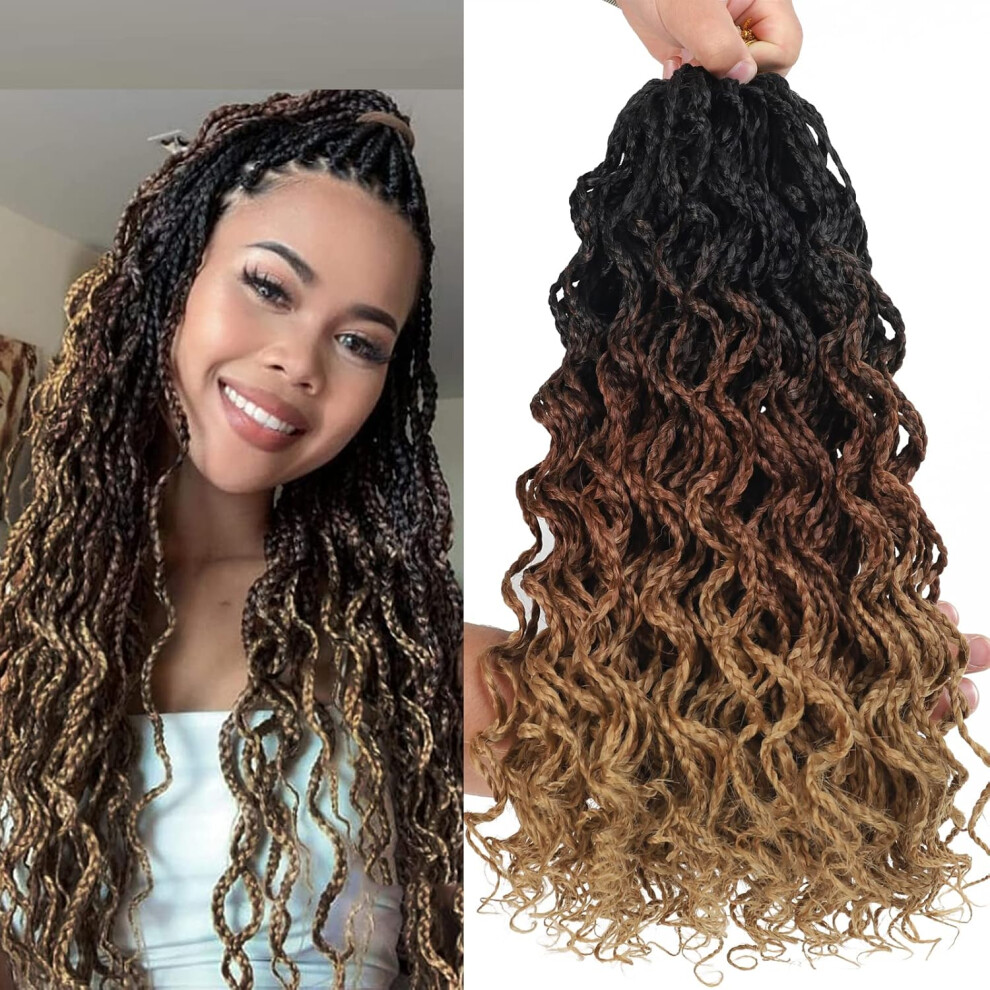 Svolna 150 Strands Goddess Box Braids Crochet Braids Hair Pre Lopped With Curly Braids Synthetic Braiding Hair 14 Inch 5Packslot 14Inch5packs 1B3027