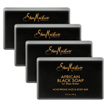 SheaMoisture Face and Body Bar for Oily BlemishProne Skin African Black Soap Paraben Free 35 oz 4 Count facial cleanser