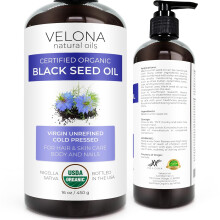 velona Olej z nasion czarnuszki z certyfikatem USDA Organiczny - 16 uncji | 100% czysty i naturalny olej nosnikowy | Nierafinowany, tloczony na z