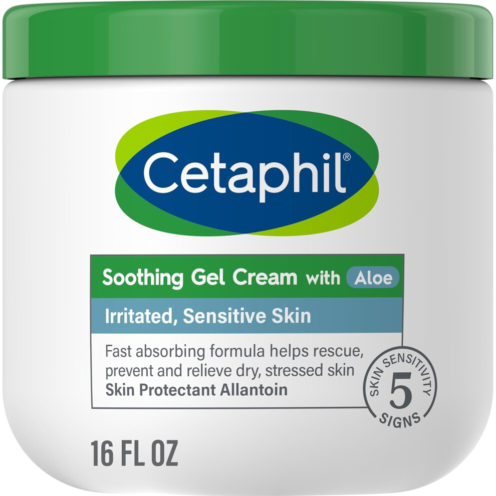 Cetaphil Soothing GelCream with Aloe Instantly Soothes and Hydrates Sensitive Skin Fragrance and Paraben Free 16 oz