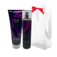 Bath & Body Works DARK KISS 2-delige cadeauset met een rode strik voor vakanties en cadeaus - Fijne geurmist en ultieme hydratatie bodycrme