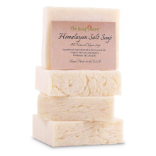 Himalayan Salt Soap Bars with Sea Salt & Shea Butter - 4 Soap Bars Handmade in USA All Natural Non-GMO Unscented (4.5 oz Each)