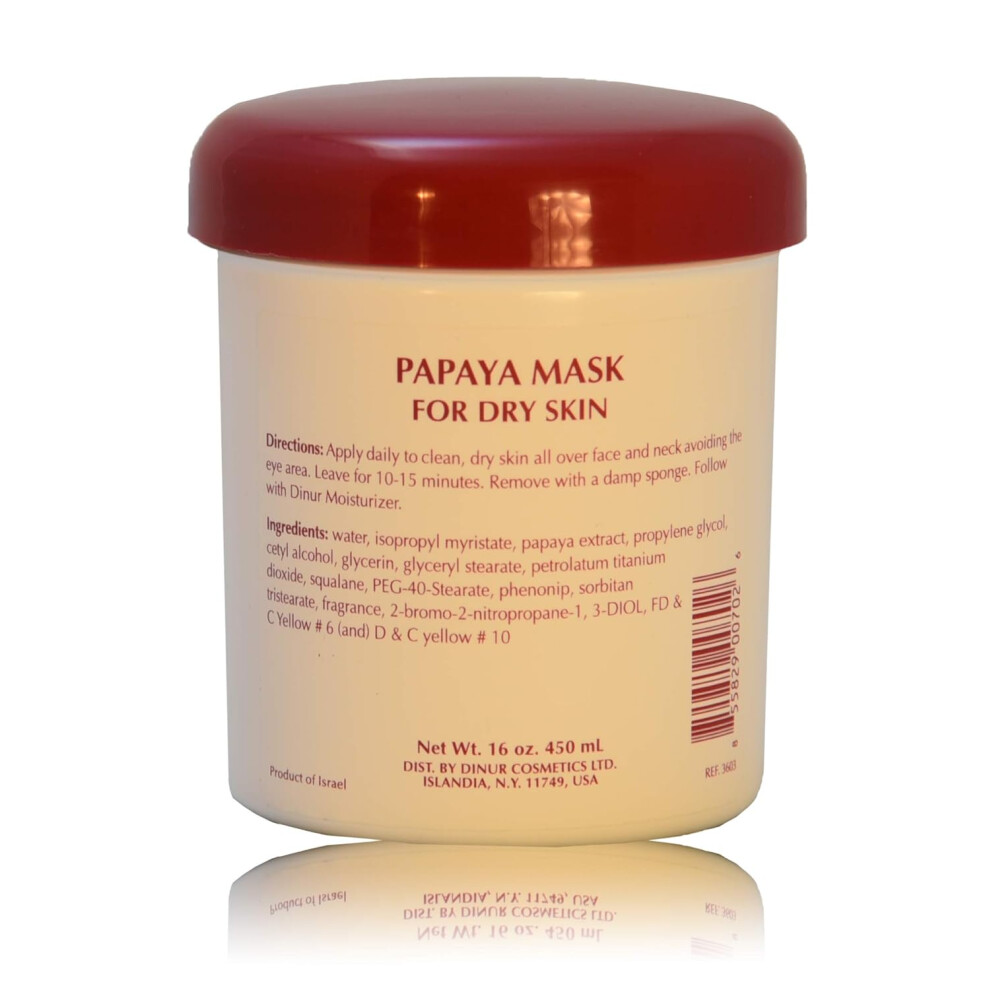 Dinur Cosmetics Papaya Mask For Normaldry Skin Moisturizing And Nourishing Facial Treatment With Papaya Extract Deep Pore Cleanser 16 Oz 450 Ml