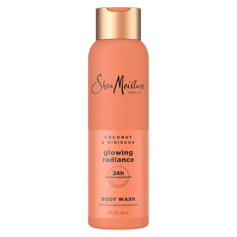SheaMoisture Coconut Hibiscus Body Wash Glowing Radiance Glowing Radiance body wash for 24H Visible Moisture for Healthy Glowing Skin 18 oz