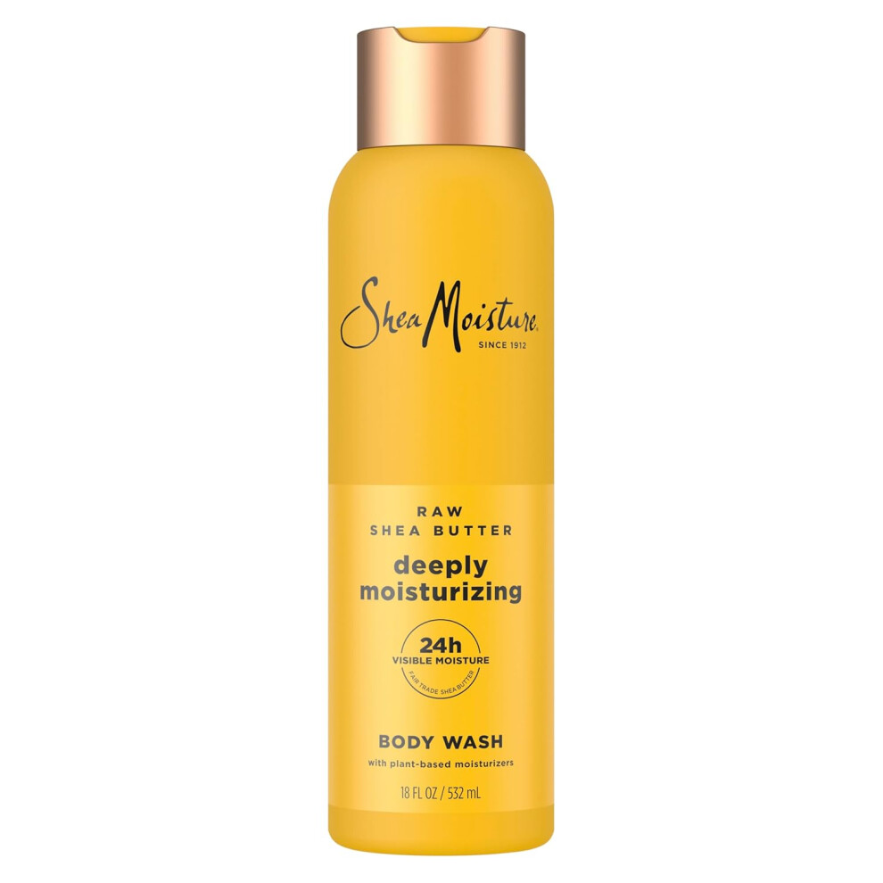 SheaMoisture Raw Shea Butter Body Wash Moisturize and Restore Deeply Moisturizing body wash for 24H Visible Moisture for Healthy Glowing Skin 18 oz
