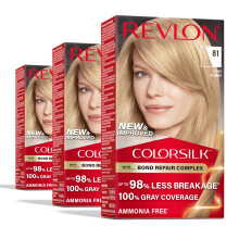 Revlon ColorSilk mit Bond Repair Complex, Blonde, permanente Haarfarbe, 100 % Grauabdeckung, ammoniakfreies Haarf   rbemittel, veganes Keratin, 81
