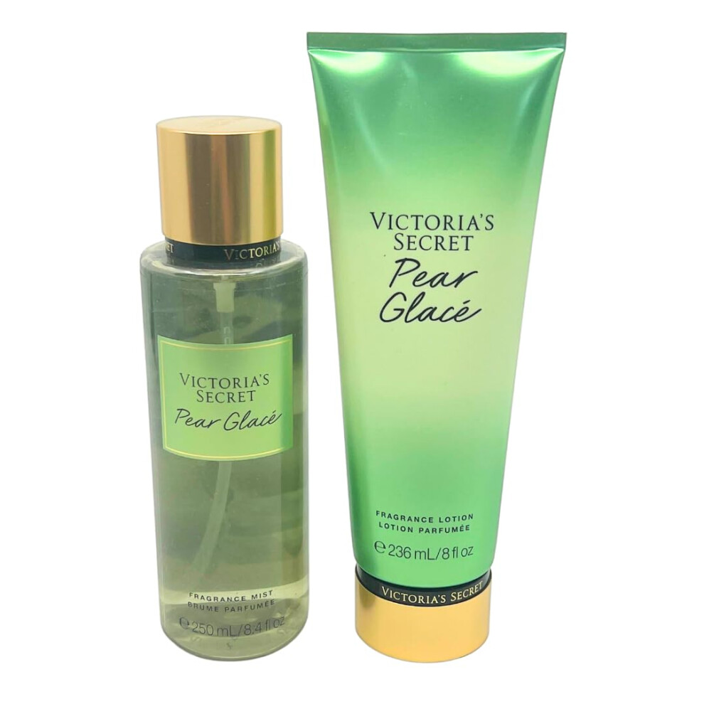 Victorias Secret Pear Glace Fragrance Mist 84oz and Fragrance Lotion 8oz  Set