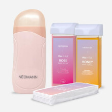 NEOMANN Roll on Wax Kit karvanpoistoon 2 patruunalla | 50 kpl vahaliuskoja karvanpoistoon-Pink