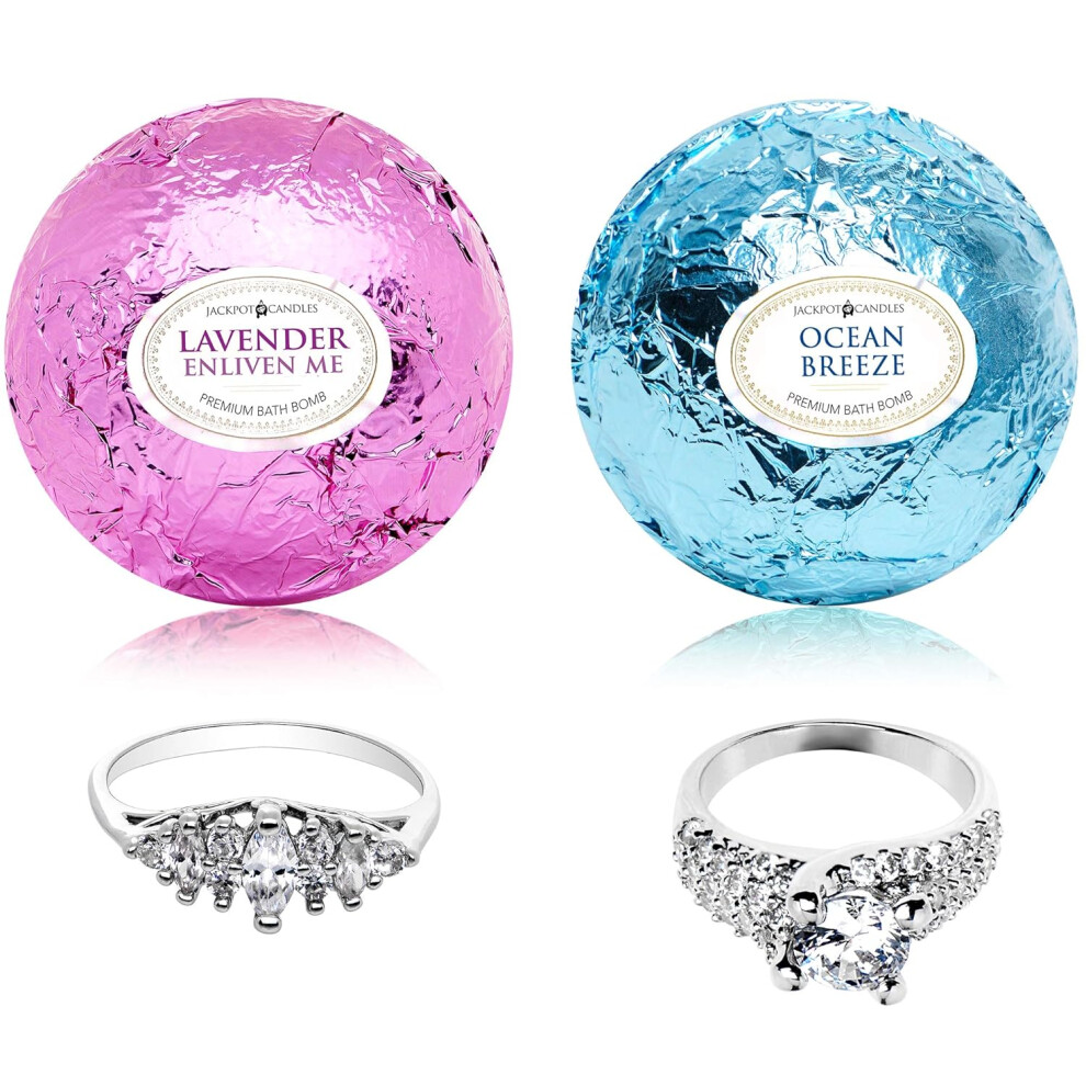 Jackpot Candles Ocean Breeze Lavender Bath Bombs Gift Set Of 2 With Size 9 Ring Surprise Inside Each Made In Usa