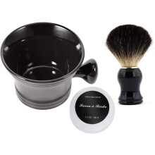 Keramik-Rasierseifenschalen-Set fr Mnner, reiner Dachs-Rasierpinsel, Rasiercreme-Seife, breite ffnung, schwarze Keramik-Rasierseifenschale/-becher