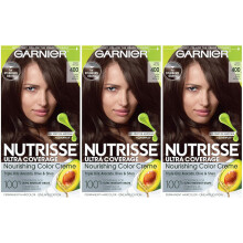 Garnier Hair Color Nutrisse Ultra Coverage Nourishing Creme  400 Deep Dark Brown (Sweet Pecan) Permanent Hair Dye  3 Count (Packaging May Vary)