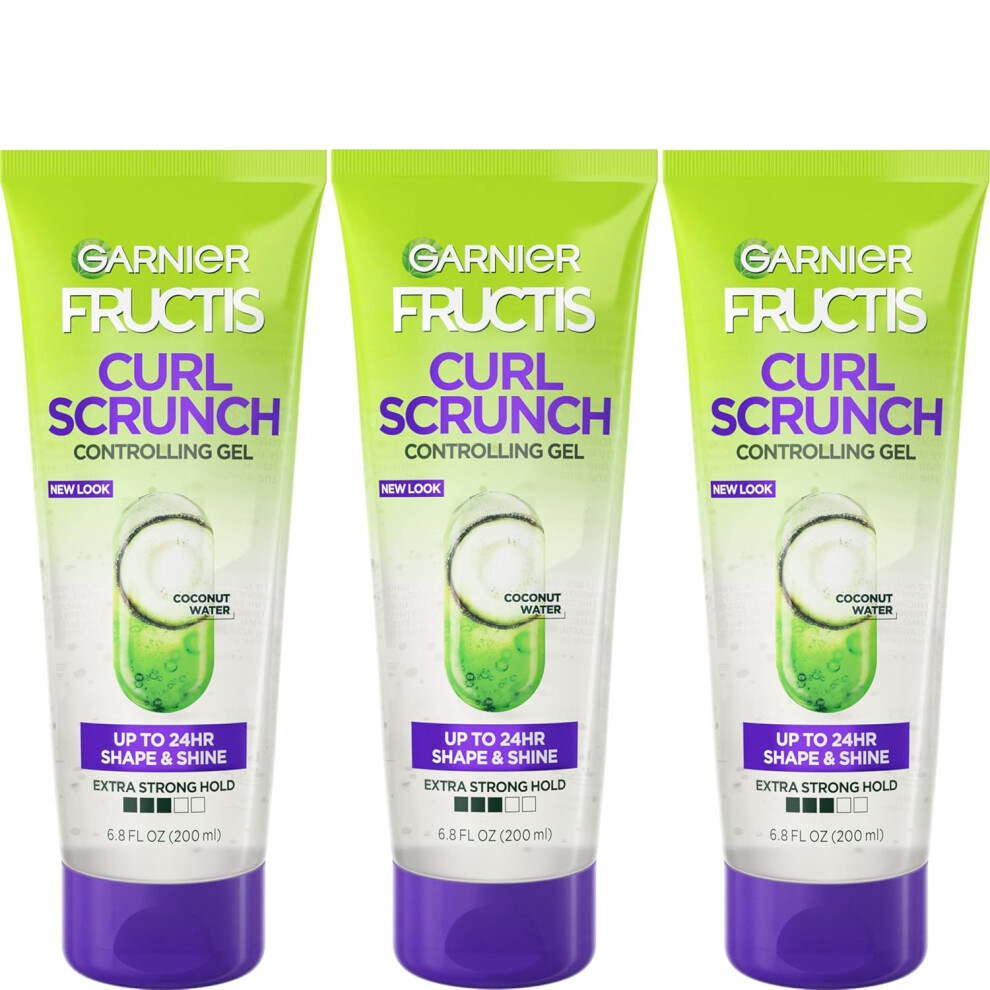 Garnier Fructis Style Curl Scrunch Controlling Gel For Shape Shine 68 Fl Oz 3 Count Packaging May Vary