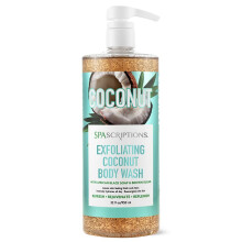 Spascriptions Exfoliating Coconut Body Wash with African Black Soap and Brown Sugar to Refresh and Rejuvenate 33 oz