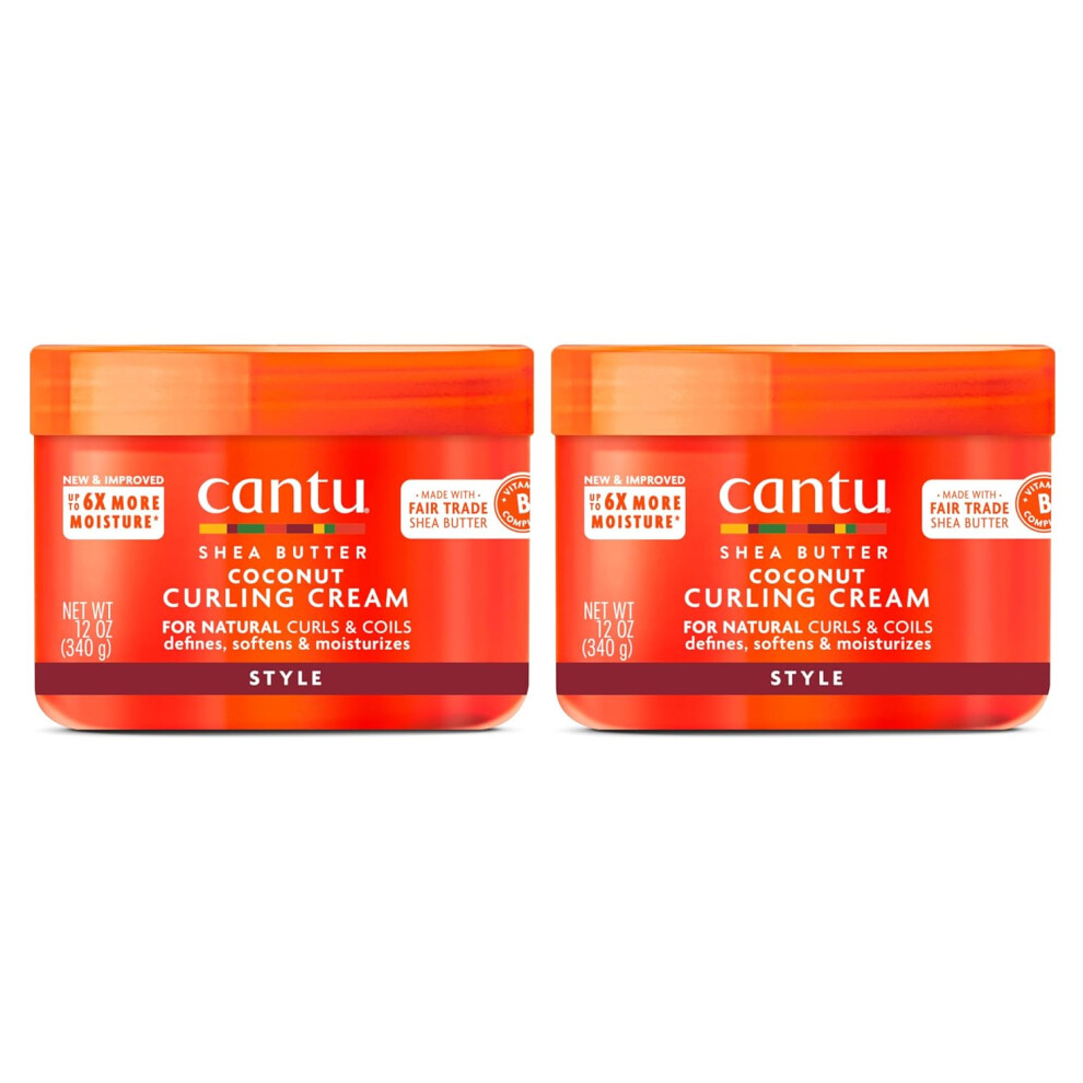 Cantu Coconut Curling Cream for Natural Hair with Pure Shea Butter 12 oz Pack of 2