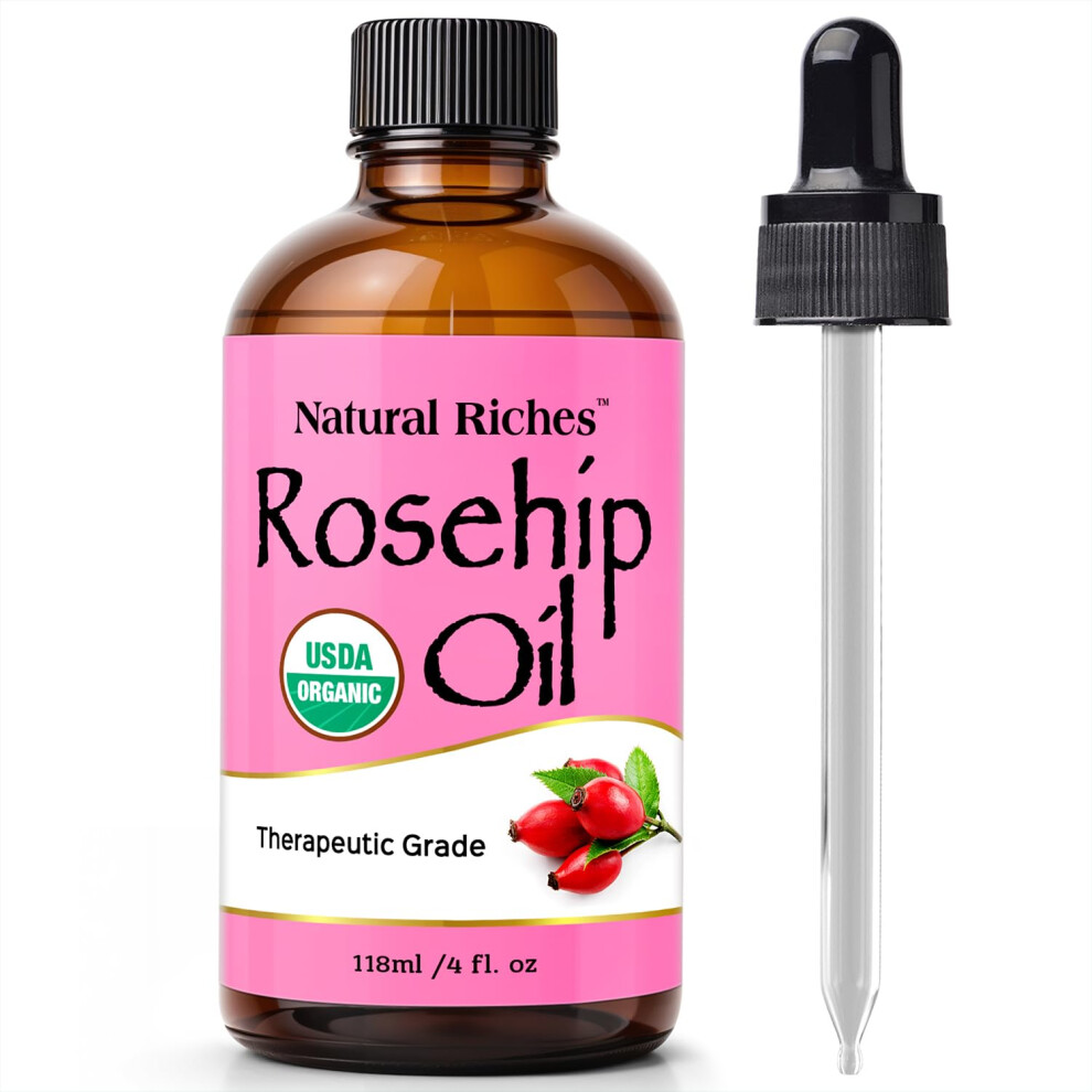 Natural Riches Organic Rosehip Seed Oil For Face 100 Pure Natural Cold Pressed Unrefined Nongmo Carrier Oil For Skin Hair Nails 4 Fl Oz