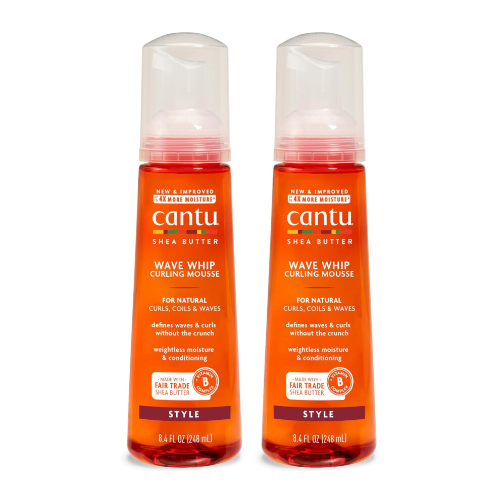 Cantu Wave Whip Curling Mousse for Natural Hair with Pure Shea Butter 84 oz Pack of 2
