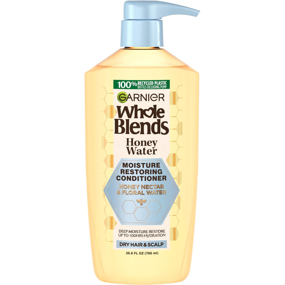 Photos - Hair Product Garnier Whole Blends Honey Water Moisture Restoring Conditioner Hair Care for Dry Hair and Dry Scalp with Honey Nectar and F 