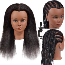 headdoll mannequin kop met 100% echt haar 14 inch trainingshoofd manikin kop cosmetologie poppenhoofd kapsel haarstylist oefenhoofd voor haarstyl