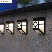 4 Pack Security Wall Light Solar LED Black Square Wall Lights