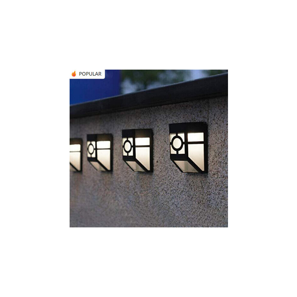 4 Pack Security Wall Light Solar LED Black Square Wall Lights