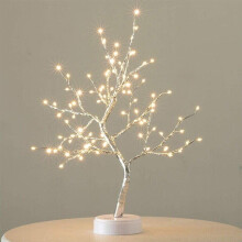 Christmas Birch Tree Light: 108 LED Warm White Twig Lamp, 55cm Tall, USB or 3xAA Battery, Touch On/Off, Bendable for Home Decor