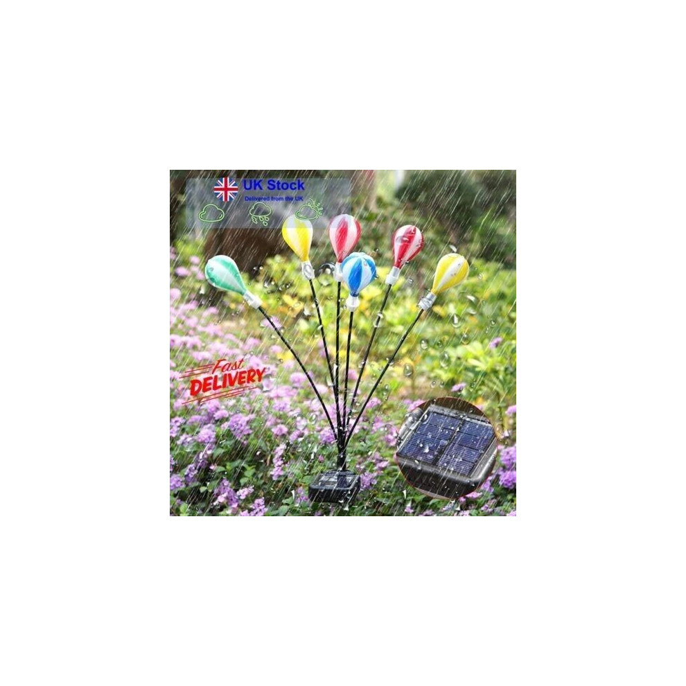 2024 Hot Air Balloon Solar Firefly Lights Garden Stake Yard Decorative Light