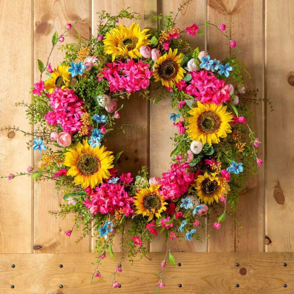 Mdsrjone Sunflower Wreath Front Door Garland Spring Wreath For Wedding Indoor Xmas