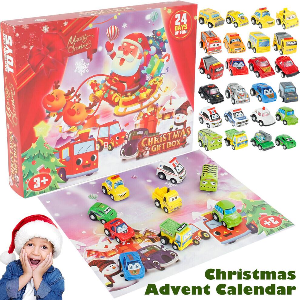 Weihnachts-Adventskalender Weihnachten 24 Verschiedene Pull Back Cars Spielzeug 24 Tage Neujahr Geschenkbox-image
