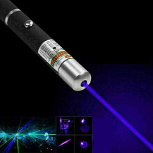 Powerful Blue 1mW 405nm Laser Pointer Pen for Pets & Presentations - Durable Metal Body, 2xAAA Battery Powered, 100m Beam