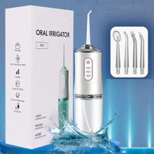 Electric Water Flosser Jet Dental Irrigator for Teeth, 300ml Tank, IPX7 Waterproof, 120 PSI, 4 Nozzles