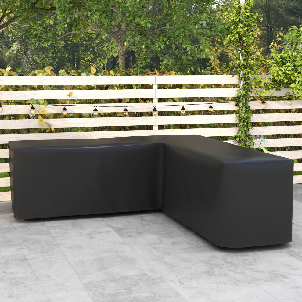 Outsunny L-Shaped Rattan Corner Sofa Cover Waterproof Oxford Fabric 250X250x79cm
