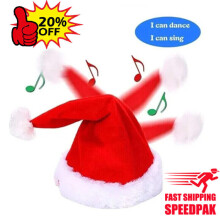 Music Electric Swing Christmas Hat Holiday Moving Santa Claus Cap Party Costume,
