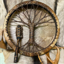 Schamanentrommel Sibirische Trommel Spirituelle Musiktrommel mit Lebensbaum Handmade Craft