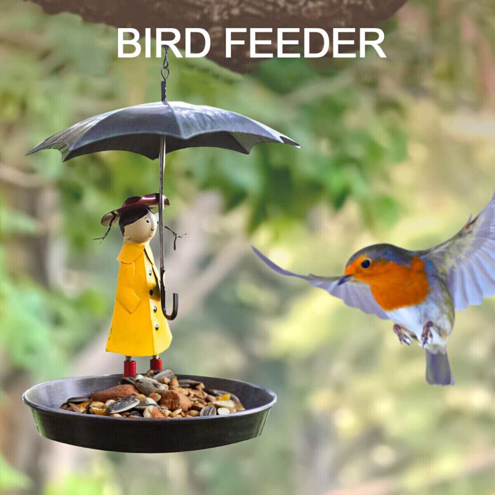 Hanging Novelty Bird Feeder Garden Girl Umbrella Feeding Station Wild Outdoor