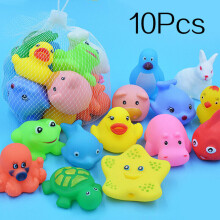 10Pcs/Set Niedliche Tiere Schwimmen Wasserspielzeug für Kinder Weichgummi Schwimmer