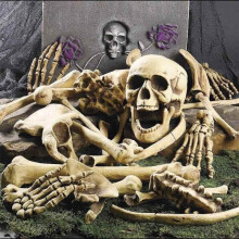 28PCS Beutel mit Knochen Menschlicher Schädel Skelett Halloween Gruselige Piraten Party Deko