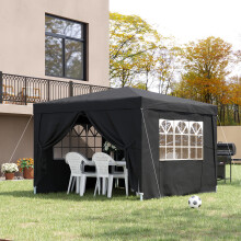 Outsunny 3mx3m Pop Up Gazebo Party Tent Canopy Marquee with Storage Bag Black