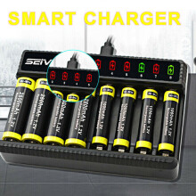 8 Slot Smart Battery Charger LED-Anzeige für AA/AAA NiMH-Akkus