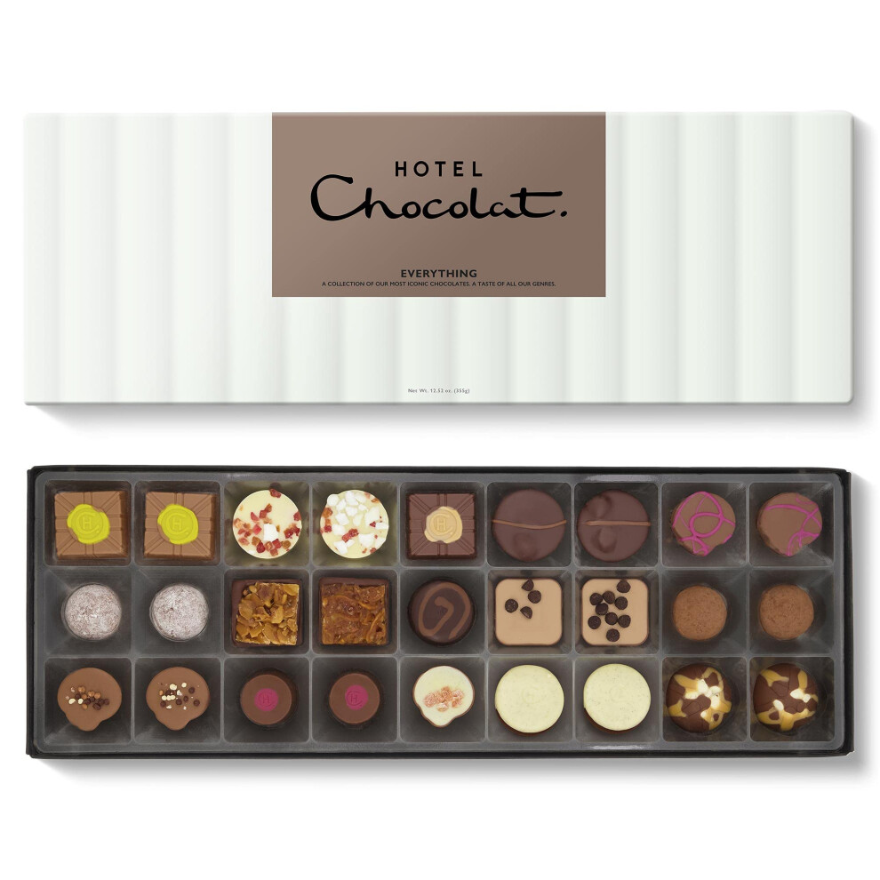 Hotel Chocolat Everything Sleekster 355g - Assortment of 27 Milk, White and Dark Chocolates - Chocolate Gift Box for Birthday, Thank You, Anniversary