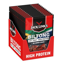 Jack Link's Biltong Jerky Original, Pack of 12 x 60 g, Gluten Free Meat Snack, High Protein 50%, Dried Meat for Gym, Fitness, Outdoor, Low Calorie Pro