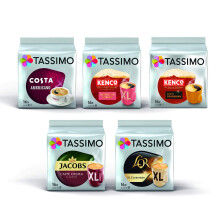 Tassimo Black Coffee Bundle - Costa Americano, Kenco Pure Colombian/Americano Grande, L'Or Classique XL, Jacobs Caffe Crema Classico XL pods - Pack of