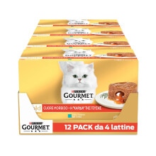 GOURMET GOLD Cuore Morbido Cibo umido per gatti adulti Mousse con Tonno e Salmone, 48 lattine da 85g