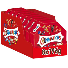 Celebrations Snack Assortiti al Cioccolato, praline miste al cioccolato Mars, Bounty, Snickers, Twix, Maltesers e altri ancora: 8 scatole da 196g