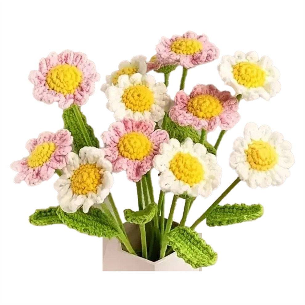 Lot de 12 bouquets de fleurs en crochet faits à la main, marguerites, pour décoration d'intérieur, pour mariage, anniversaire