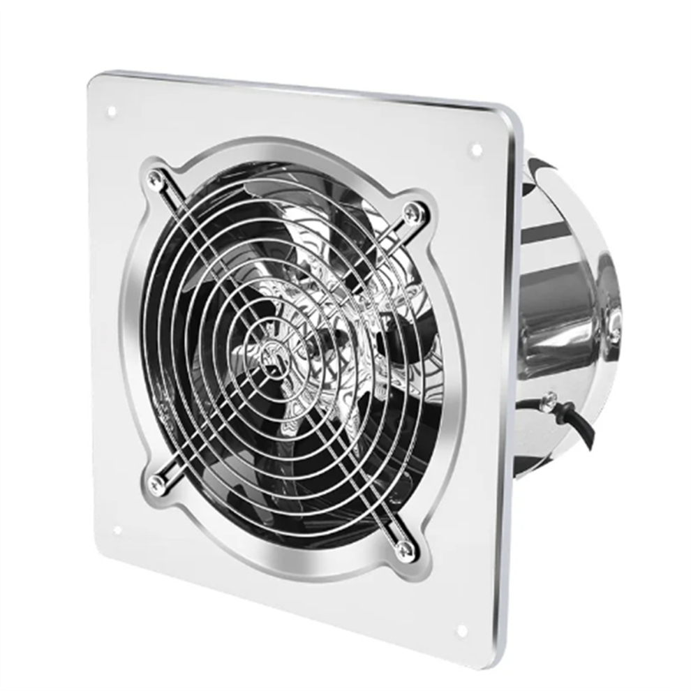 Ventilateur d'appoint de 15 cm, extracteur d'air, tuyau de ventilation pour salle de bain, toilettes, cuisine, mur, fenêtre, acier inoxydable
