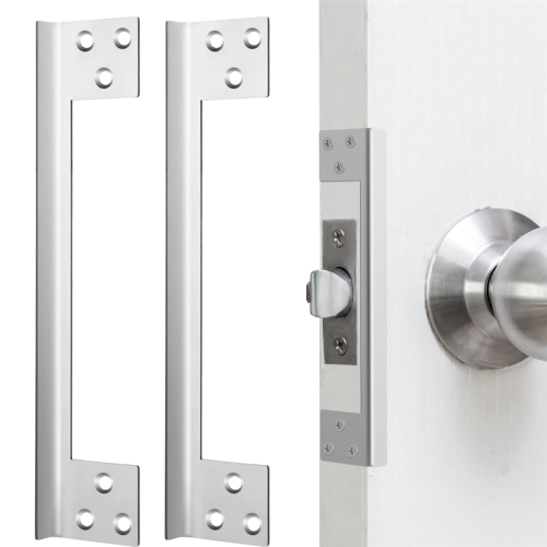 2 Pcs Door Latch Guard Plate Outswing Angle Protector Cover Shield L Shaped Security 7Inch 2