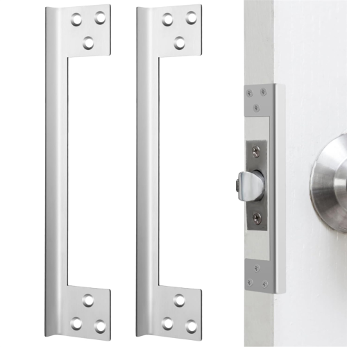 2 Pcs Door Latch Guard Plate Outswing Angle Protector Cover Shield L Shaped Security 11Inch 2