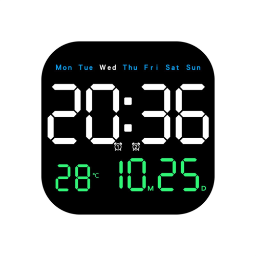 Digital Wall Clocks Temperature Date Week Dispaly Electronic Table Clock 12/24H Wall-Mounted LED Alarm Remote,A 1